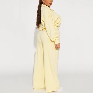 Conjunto de Dos Piezas de Pantalones Anchos y Sudadera de Manga Larga con Cierre, Informal, Deportiva, Antipilling, para Mujer, Invierno - Product Image 4