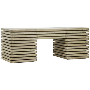 Gray Wash Solid Wood Rectangular Writing <b>Desk</b> with Finished Back Natural Grain Fits <b>Laptop</b> 1-Year Warranty - Product Image 2
