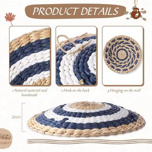 Gran oferta, 15 Uds., cestas de decoración de pared, cestas africanas para decoración de pared Bohemia, Cestas tejidas con diferentes diseños para arte de pared bohemio - Product Image 6