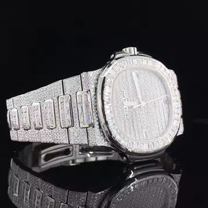 นาฬิกาข้อมือผู้ชายหรูหรา ระบบควอตซ์ ประดับเพชรโมอิสซาไนต์ ดีไซน์หรูหรา สายสแตนเลสสตีล เหมาะสำหรับการประชุมทางธุรกิจ - Product Image 3