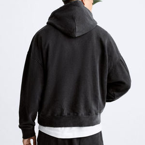 Sweat à capuche de bonne qualité OEM personnalisé poids lourd vintage vieilli lavé hiver coupe régulière logo personnalisé pour hommes - Product Image 3