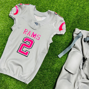 ชุดเสื้อเจอร์ซีย์สำหรับผู้ชายชุดเสื้อฟุตบอลอเมริกันพิมพ์ลายซับลิเมชันโลโก้ตามสั่ง - Product Image 4