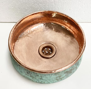 อ่างล้างจานทองแดงกลมแบบเรียบโต๊ะเครื่องแป้งในห้องน้ำทำมือสไตล์โบราณดีไซน์ทนทาน - Product Image 5