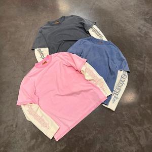 Camiseta de manga larga de doble capa de algodón 100% con estampado unisex personalizado para hombre - Product Image 1