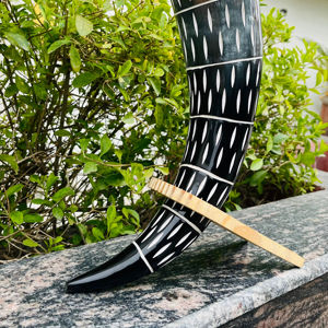 Corne à boire naturelle faite à la main, artisanale, écologique, imitation antique, accessoires de bar, décoration intérieure, durable - Product Image 1