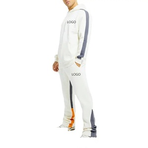 Ensemble pantalon de survêtement et sweat à capuche vierge en coton personnalisé OEM Survêtement de jogging surdimensionné évasé pour hommes - Product Image 1