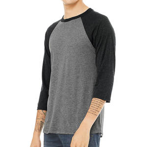 Chemise à manches longues de baseball raglan bicolore solide personnalisée de haute qualité - Product Image 1