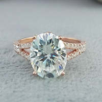 Bague de Fiançailles et de Mariage D'vins en Argent 925 avec Moissanite Ovale VVS de 4 Carats, Garantie de Qualité, Modèle Solitaire Fantaisie Personnalisé pour Anniversaire et Fête