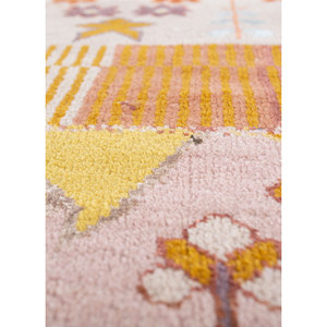 Manchaha Hand Knotted <b>Wool</b> & Bamboo Silk Rugs <b>Red</b> & Orange Patchwork Design for Home Use-Les-5071 - Product Image 2