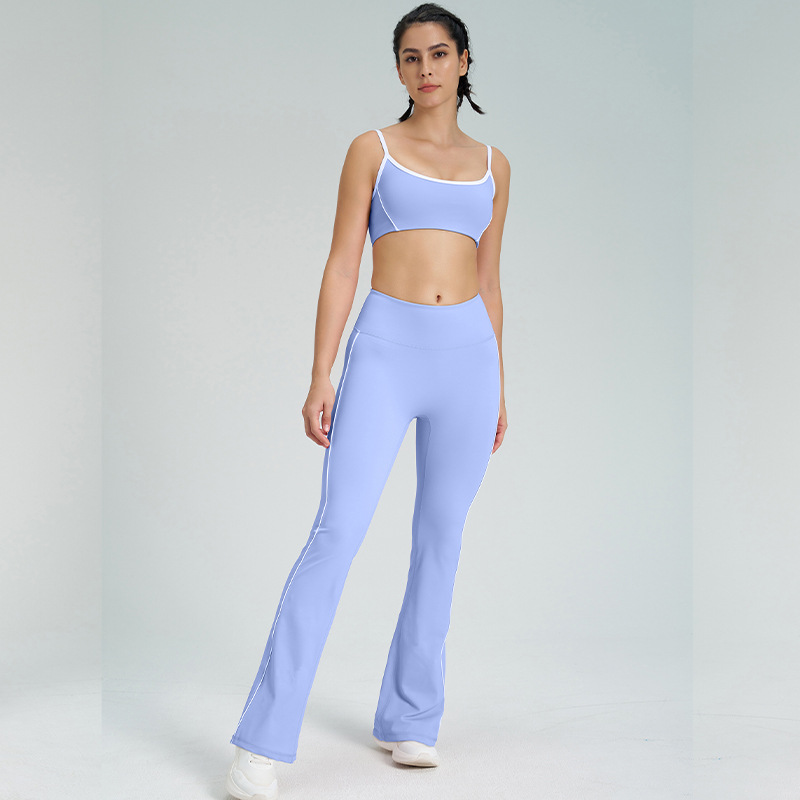 Conjunto de sujetador y pantalón acampanado azul