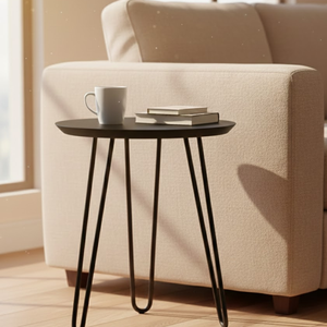 Table d'appoint Denver Noyer |   Plateau en bois de manguier massif et base en fer |   Table d'appoint industrielle moderne |   Table d'appoint pour salon et chambre à coucher - Product Image 2