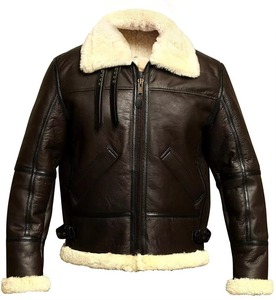 เสื้อแจ็กเก็ตหนัง B3บอมเบอร์สำหรับผู้ชาย, สินค้ามาใหม่เสื้อแจ็กเก็ตหนังแกะขนเทียมทำด้วยมือ - Product Image 5