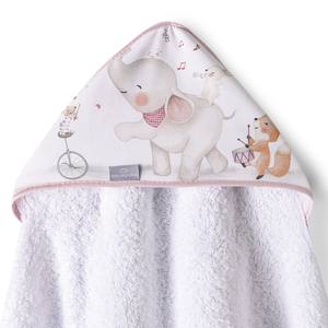 Serviette de bain pour usage domestique 1x1 m. Mod. Music and Friends Coton hypoallergénique imprimé avec motif de dessin animé, couleur rose pour les nouveau-nés - Product Image 1