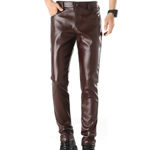 Stylish Men Leather Pants Street High Quality Straight Mid Rise Waterproof Lightweight Comfortable Fit for Outdoor Daily Wear - Product Image 1