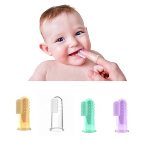 Grosir BPA gratis sikat gigi silikon jari bayi dapat digunakan kembali bersih rongga mulut silikon cair sikat jari anak-anak - Product Image 4