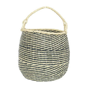 Best Price Nhat Minh Bohemian Eco-Friendly <b>Black</b> Stripe Woven Handicraft <b>Storage</b> <b>Basket</b> Home Decoration Vietnam Seagrass - Product Image 1