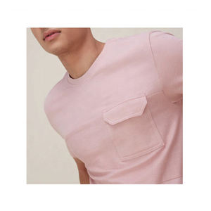 Camiseta de algodón 100% para hombre de estilo caliente para Fitness, cuello de alta calidad, patrón sólido, impresión Digital de punto para comercio exterior - Product Image 1