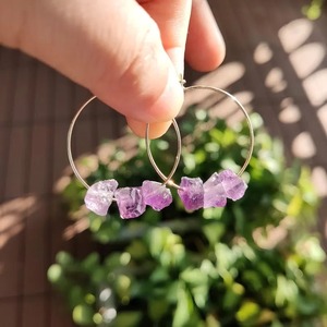 Raw Stone <b>Hoop</b> Amethyst Custom 925 <b>Silver</b> <b>Earrings</b> Wholesale <b>Sterling</b> <b>Silver</b> <b>Earrings</b> Handmade Jewelry for Women Girls - Product Image 1