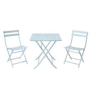 Outdoor Coffee <strong>Sets</strong> Foldable Steel Plate Table and Foldable Chair Camping Patio Dinning Steel Garden <strong>Bistro</strong> Chair <strong>3</strong> <strong>Piece</strong> <strong>Sets</strong> - Product Image 1