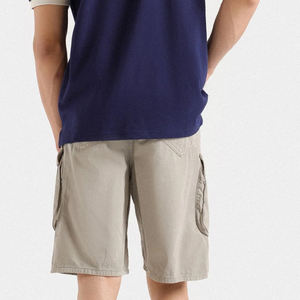 กางเกงขาสั้นกีฬาผู้ชายคุณภาพสูง ผ้าฝ้าย 100% ย้อมสีเรียบ ระบายอากาศ แห้งเร็ว กันยับ กันลม สไตล์ลำลองแบบคาร์โก้ - Product Image 6