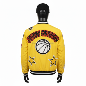 Chaqueta Bomber de mezcla de lana Premium 380GSM Color crema Textura suave Puños acanalados Bordado personalizado Logo Bomber Jacket para hombre - Product Image 2