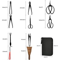 Ensemble d'outils de taille pour bonsaï durable de 15 pièces, manche en acier au carbone, kit de ciseaux de coupe complet, étui en nylon, outil à main de bricolage pour le jardin, creuser
