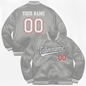 Chaqueta Universitaria de Béisbol de Satén Bordada Personalizada, Chaqueta de Invierno con Cierre, Cuello Alto, Diseño Sólido, Unisex, Relleno Grueso - Product Image 2