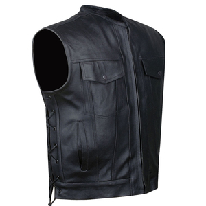 Gilet en cuir pour homme à bas prix, coupe ajustée élégante, style rétro western cowboy, veste sans manches décontractée, vêtements de motard, streetwear - Product Image 2