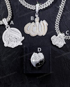 Nouveauté Entièrement Ice Out Baguette Moissanite Pendentif Diamant Personnalisé Style Hip Hop Rappeur Allah Plaqué Or Meilleur Prix - Product Image 2