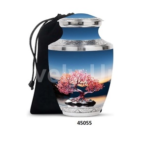 Hermosa puesta de sol y árbol de la vida rosa, urna grande de aluminio para cremación de adultos para cenizas humanas con bolsa de terciopelo gratis - Product Image 2