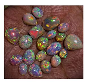 Opale d'Éthiopie naturelle, cabochon, formes et tailles variées, multicolore, lot de pierres précieuses en vrac pour la fabrication de bijoux - Product Image 3