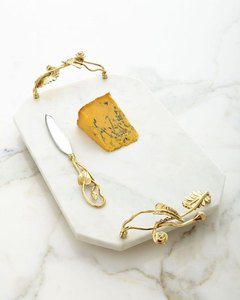 Plateau en marbre avec poignée en feuille d'or - Product Image 6