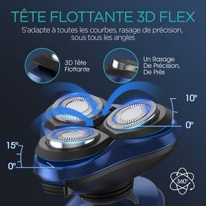 Afeitadora Eléctrica Recargable para Hombre 4 en 1 con Cabezal Giratorio, Recortadora de Barba, Recortadora de Nariz, Cepillo Facial, Inalámbrica, Triple Cuchilla, IPX7 - Product Image 5