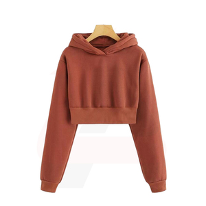 เสื้อครอปฮู้ดดี้ผู้หญิงผ้าฝ้ายแท้ 100% คุณภาพสูงแบบสั่งทำพิเศษ - Product Image 3