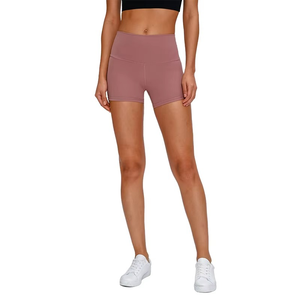 Pantalones cortos de gimnasio transpirables en forma de V de cintura alta Skinny Fit Canvas Yoga Running Apparel bordado decoración cintura elástica al por mayor - Product Image 2