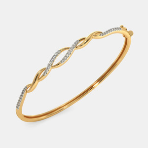 Interwoven <b>Infinity</b> Link Gold Bangle with Round Lab Grown Diamonds - Product Image 1