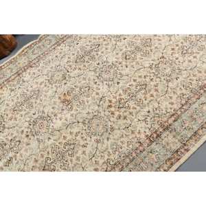 Alfombra turca Vintage azul Beige tradicional 5,6X8,7 pies área grande sala de estar alfombra Material de lana Patchwork látex para casa - Product Image 5