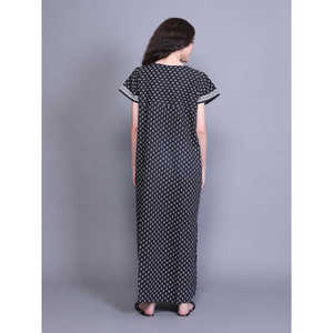 Robe de nuit décontractée pour femme 100% coton, imprimée, avec poche latérale, taille élastique, taille unique, douce et durable - Product Image 5