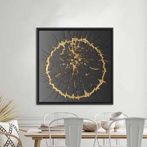 Toile imprimée Kintsugi élégante : Art abstrait contemporain de luxe, encadrée en noir - Product Image 1