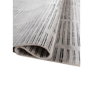 Alfombra Kavi Ivory de Lana y Seda de Bambú Anudada a Mano, Diseño Teoría del Caos, Rectángulo Geométrico para Sala de Estar, Pasillo, Esk-1522 - Product Image 2