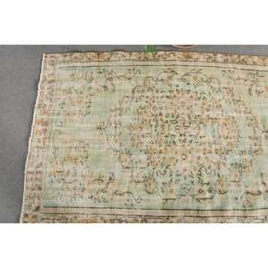 Tapis turc vintage 4.6 X 7.6ft grande surface fait à la main en laine vert Beige Patchwork rectangulaire couloir Design Latex pour la décoration de la chambre - Product Image 3