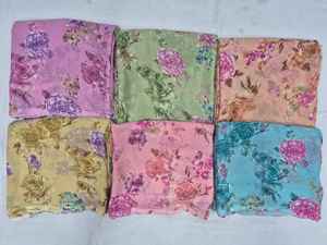 Sari de Chifón Elphino Premium con Impresión Digital de Lujo en Toda la Superficie - 5.50 Metros Corte Estándar - Sari de Chifón Elphino Premium - Product Image 5