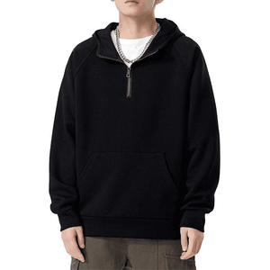 Sudadera con capucha deportiva de algodón con cremallera 1/4 de peso pesado para hombre, ropa atlética de gimnasio de gran tamaño de lujo con técnicas bordadas para invierno - Product Image 5