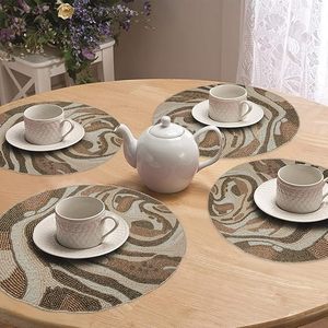 Brown Beige <b>Beaded</b> Classic Style Table <b>Placemat</b> Durable Scratch Heat Resistant Kitchen Decor for Dining Table and Charger - Product Image 2