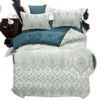 ผ้าปูที่นอนพิมพ์ลายคอตตอน100% 4ชิ้นชุดติดตั้งแบนคุณภาพอ่อนนุ่มพร้อมปลอกหมอนที่ตรงกันสำหรับห้องนอนหรูหราทันสมัยผู้ช่วยให้รอด - Product Image 5