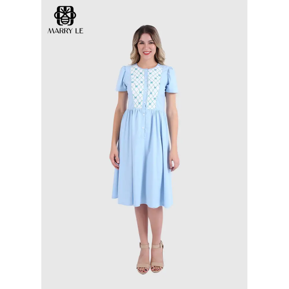 Vestido de flores para mujer, tejido de alta calidad, ligero, transpirable, MD557