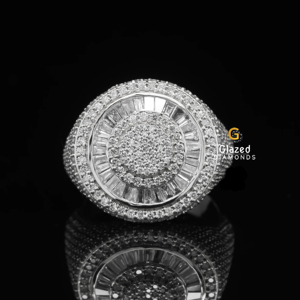 ใหม่แหวนฮิปฮอปทรงกลมน่ารักสดใส & Baguette Moissanite VD เพชรไร้สี10K สีเหลืองทอง - Product Image 6