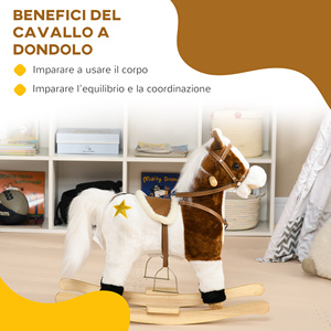 HOMCOM-Caballo mecedora de juguete para niños de 3 a 6 años, color marrón, 68x26x62cm - Product Image 6