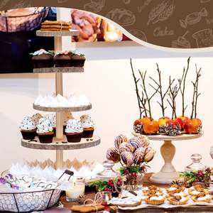 Soporte de madera para cupcakes de 5 niveles, soporte de exhibición de postres rústicos, rebanadas de madera grandes desmontables, cupcakes redondos - Product Image 6