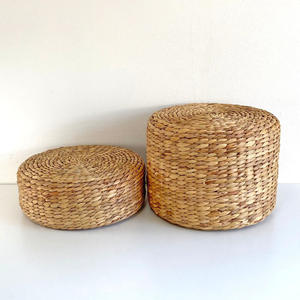 Prix de gros, tabouret en jacinthe d'eau, repose-pieds naturel, pouf écologique, tabourets - Product Image 4